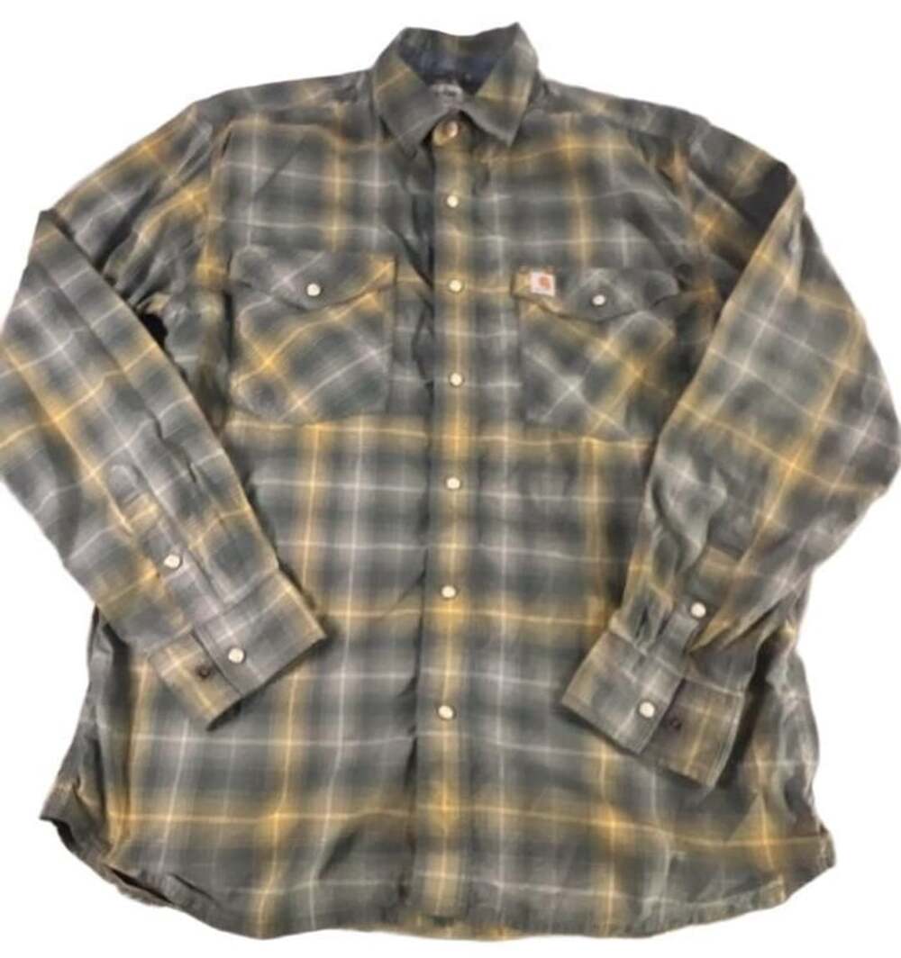 Carhartt Relaxed Fit Flannel Plaid Shirt Size M Regular Green Plaid